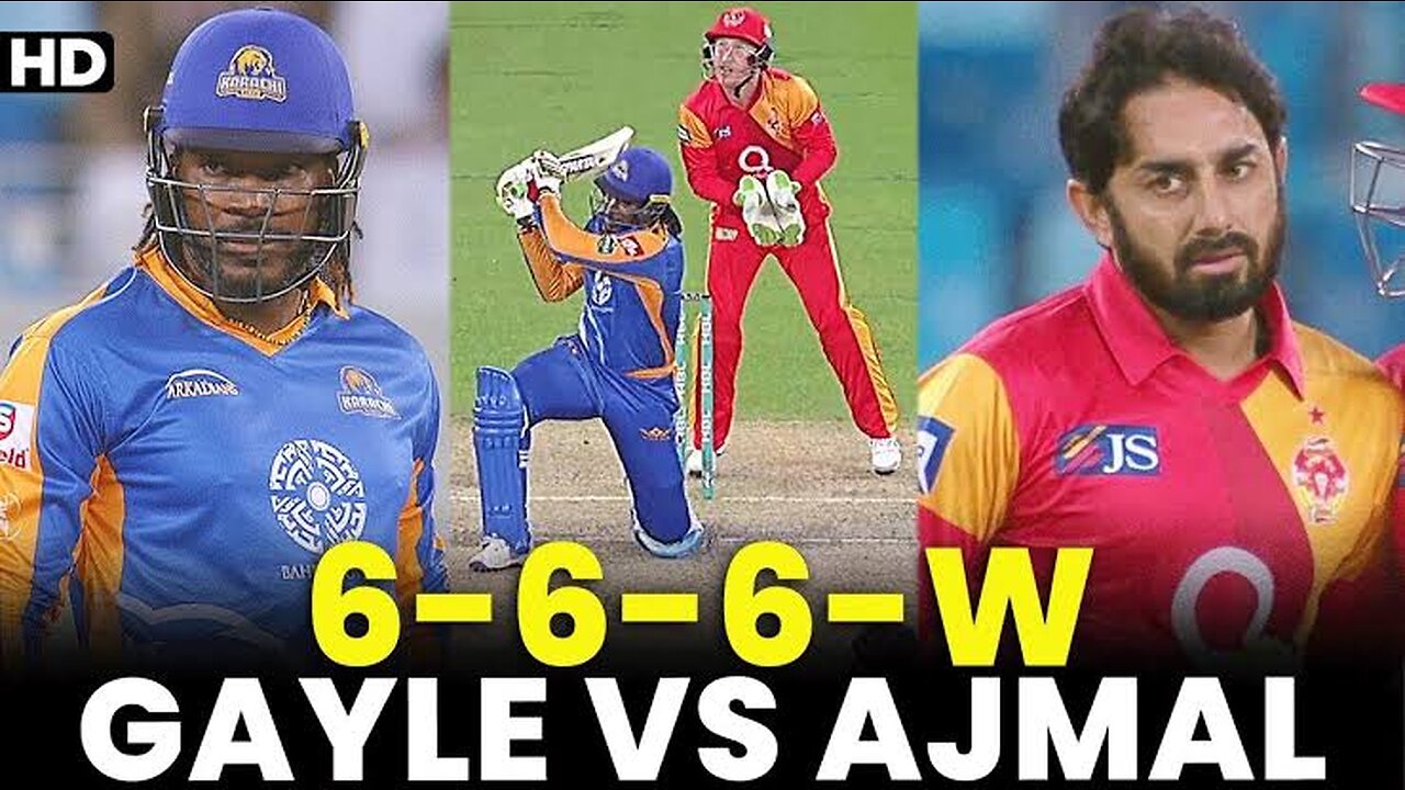 Gayle vs Saeed Ajmal | 6 - 6 - 6 - W | Islamabad United vs Karachi Kings | HBL PSL | MB2A