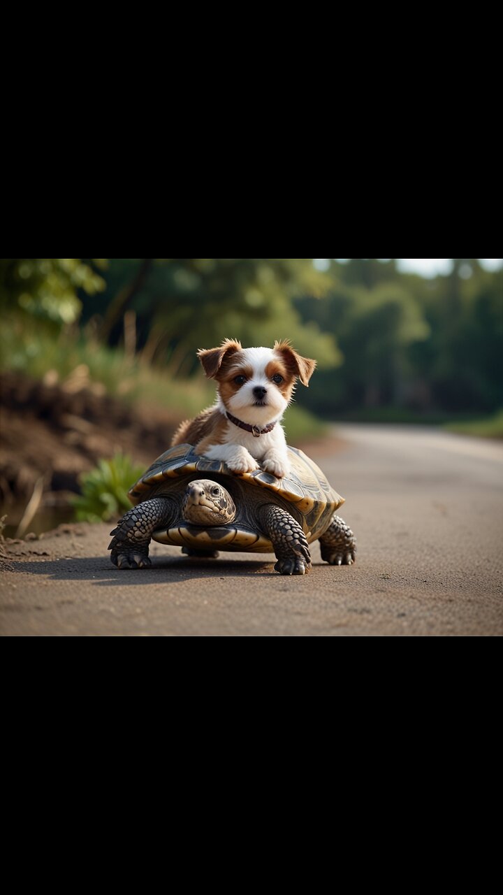 Pet Riding Turtle A Dog Rides a Turtle for a Fun Journey facts #animalphotography # ...