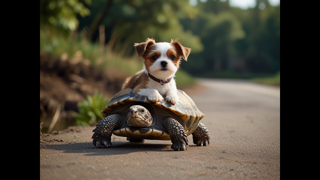 A Dog Rides a Turtle for a Fun Journey facts #animalphotography #babyanimal #facts #animals #cute#