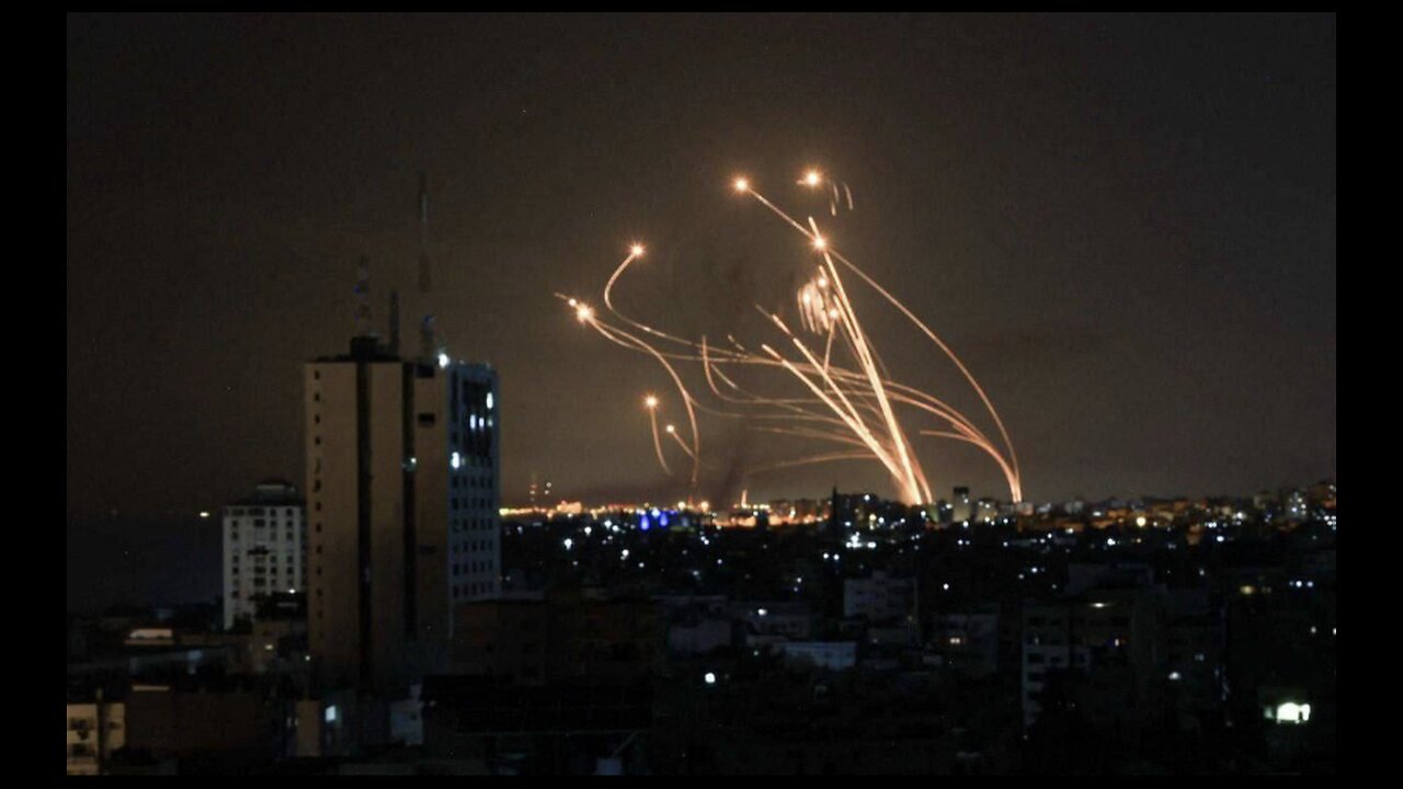 Tel Aviv Iron Dome missiles in action