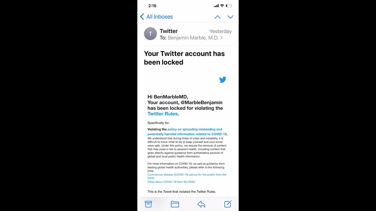 Dr. O gets banned from Twatter once again...