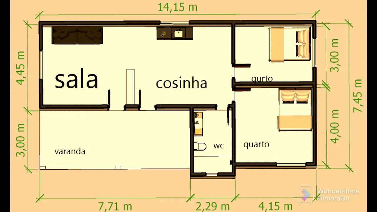 planta baixa 7,45x14,15