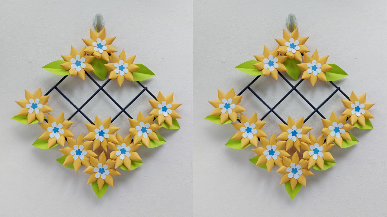 Flower Wall Hanging Craft Ideas With Paper/ DIY room decor / How to make wall hanging with paper
