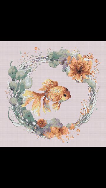 Floral Goldfish Cross Stitch Pattern by Welovit | welovit.net | #welovit