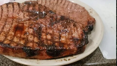 Hickory Smoked BBQ Top of Iowa Sirloin Steaks made by me XD