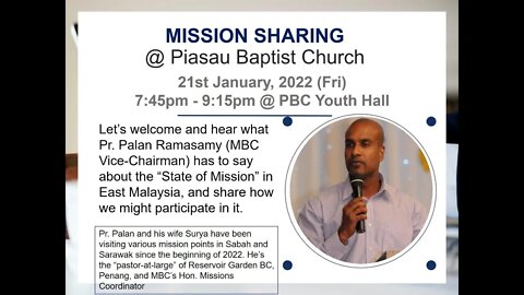 [20220121] Mission Sharing by Pr Palan @ PBC