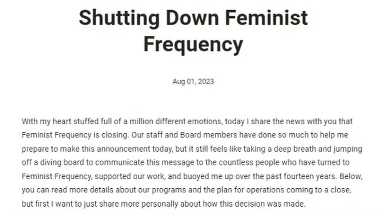 Feminist Frequency Is Officially Shutting Down