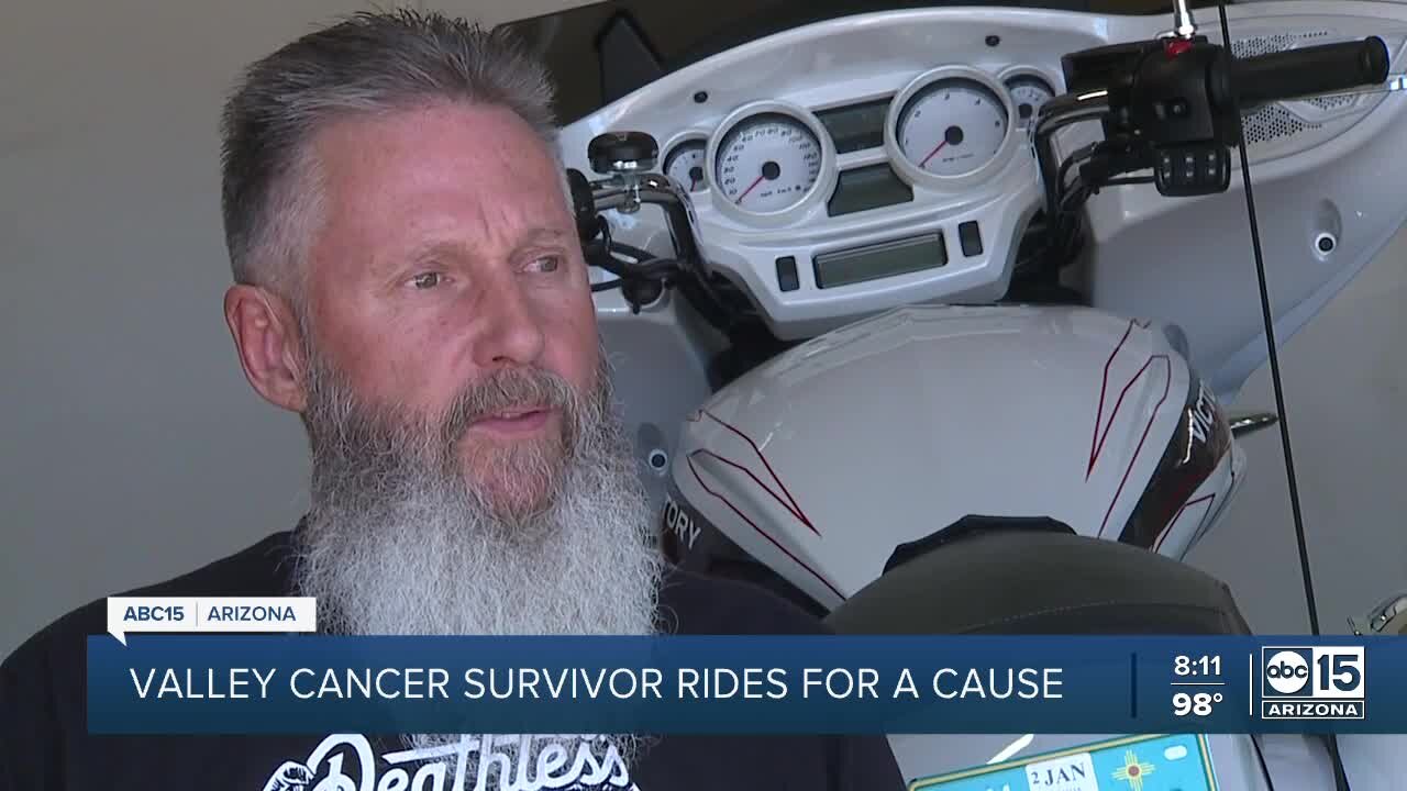 Cancer survivor rides cross country for charity