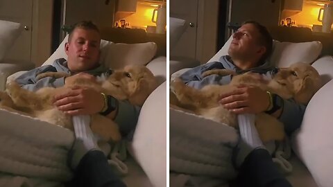 Dad Melts Into Cuddles With The Dog He Never Knew He Needed