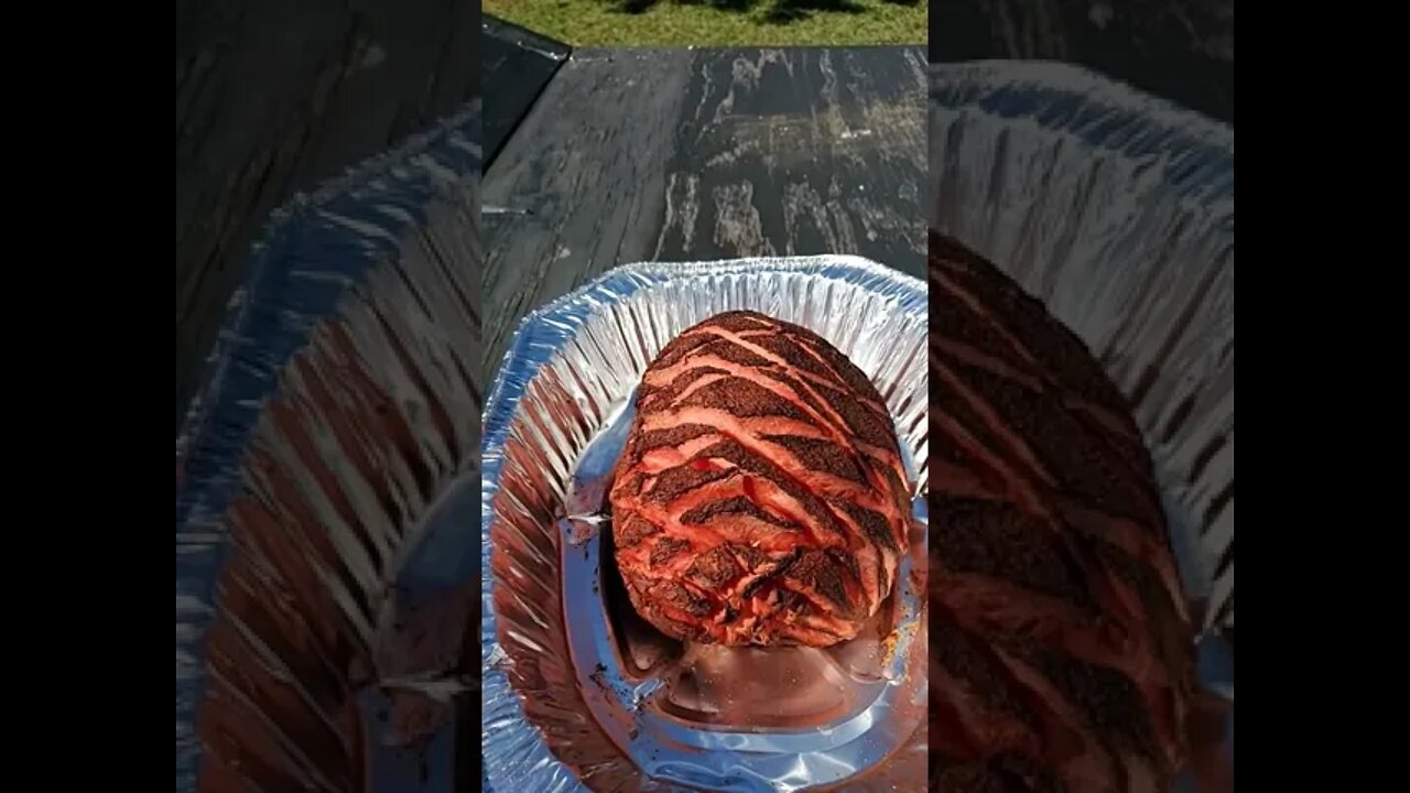 smoked watermelon with a maple syrup bourbon glaze