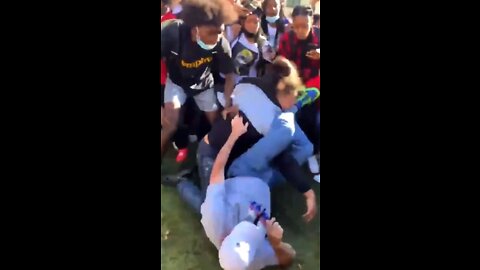 Students beat up Teacher who tried to break up fight.