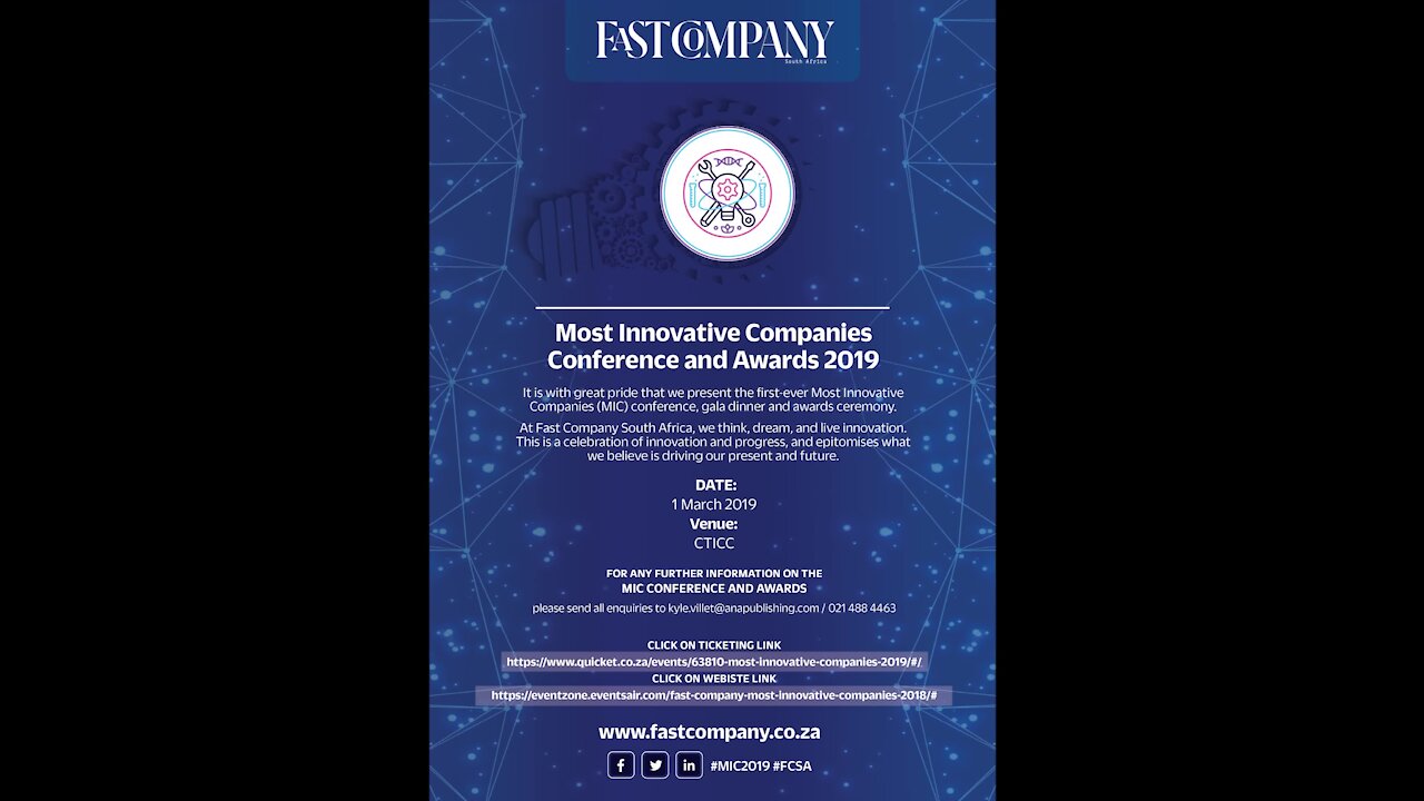 SOUTH AFRICA - Fast Company SA Most Innovative Company poster design (Graphics) (zkT)