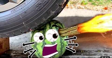 Crushing Crunchy & Soft Things by Car - Experiment Doodles- Watermelon, Nails
