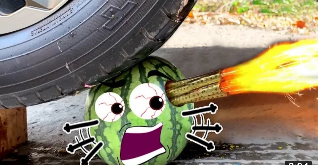 Crushing Crunchy & Soft Things by Car - Experiment Doodles- Watermelon, Nails