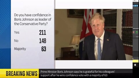 Boris Johnson wins confidence vote and will remain as prime minister and Conservative Party leader