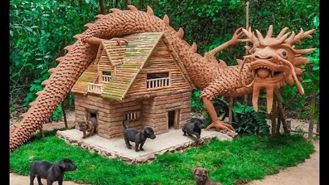 Rescue abandoned puppy and build brick house for dog 🐕🐕🐕 soilhouse