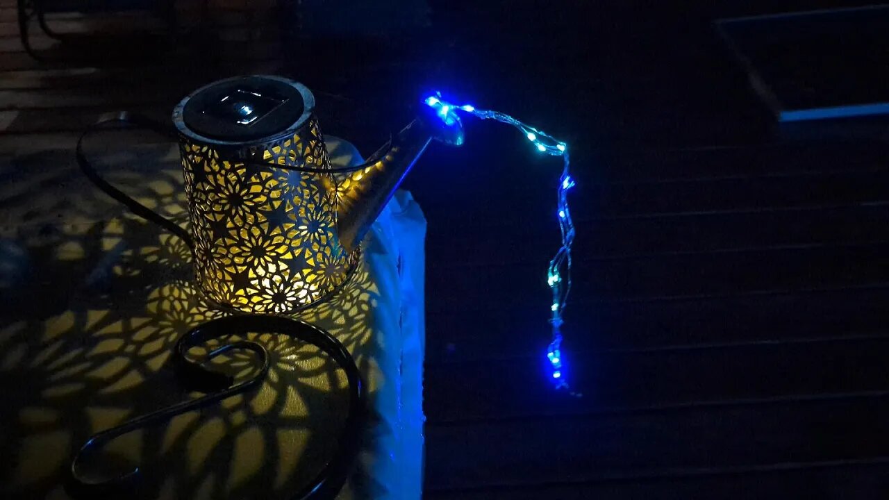 Unboxing:Solar Watering Can Lights, Multicolor String Lights Metal Waterproof Garden Hanging Lantern