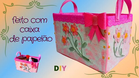 ORGANIZADOR FOFURA ROSA! DIY! FEITO COM CAIXA DE PAPELÃO! ORGANIZER BOX!