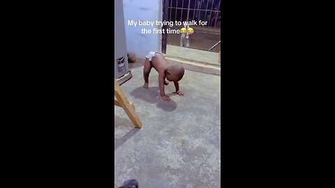 Funny baby video 😂😂 Every first step is the most difficult 🥹