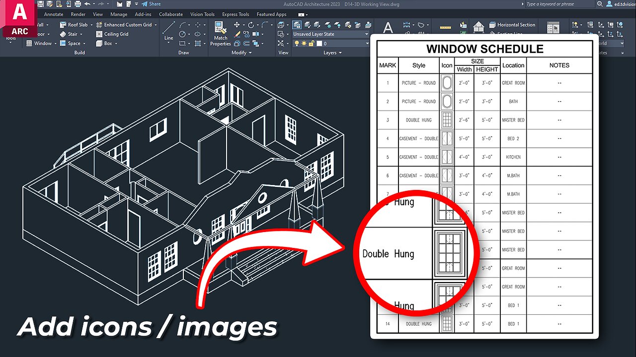 Window / Door Schedules in AutoCAD Architecture 2025 (add images and icons)