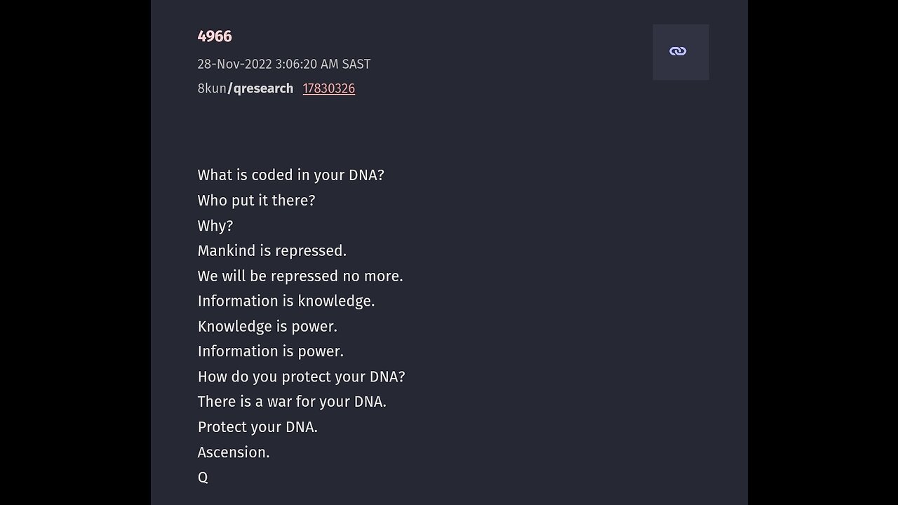 Q Post 4966 Decoded: YHVH - The Name of the Creator Coded in Human DNA