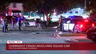 Violent crash involving squad car in Glendale, 2 injured