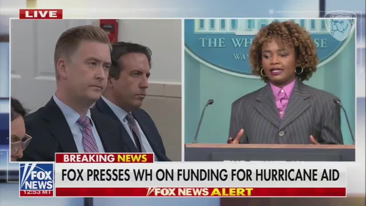 KJP Storms Out of a WH Press Briefing After Clashing with Peter Doocy Over Biden Admin’s Handling of Hurricane Helene