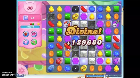 Candy Crush Level 1482 Audio Talkthrough, 3 Stars 0 Boosters