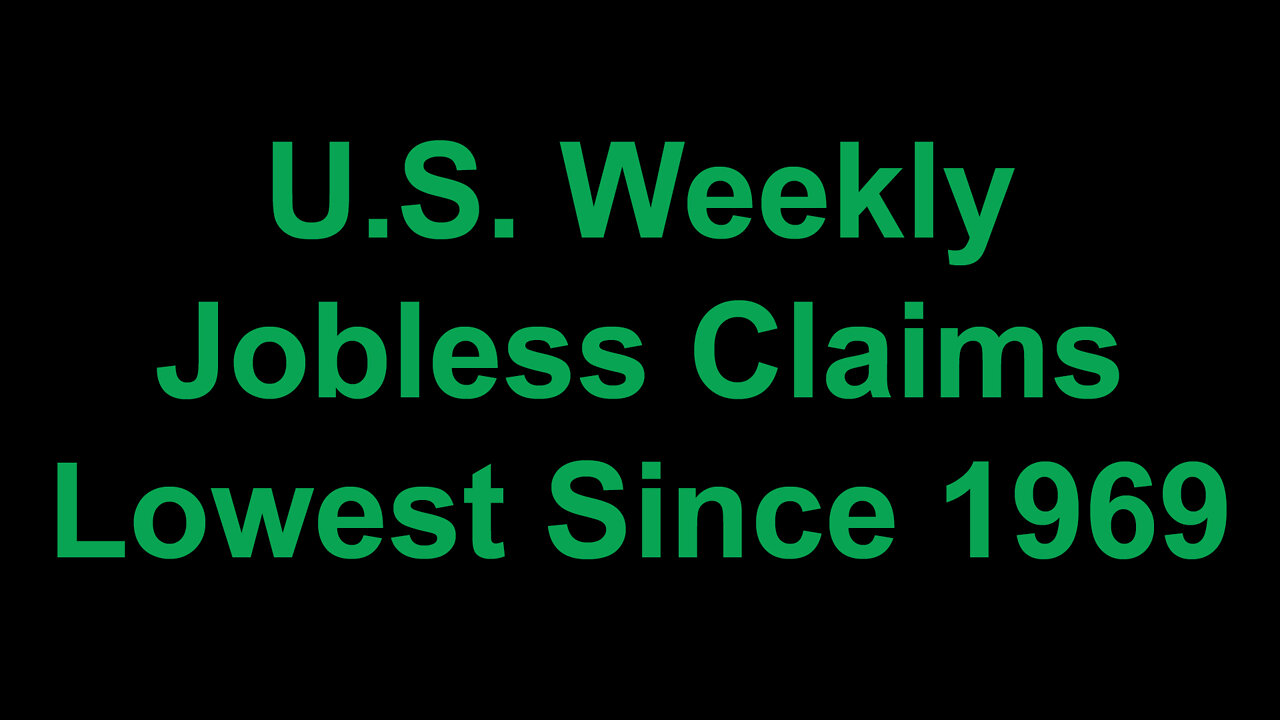 U.S. Weekly Jobless Claims Drop to Lowest Level Since 1969