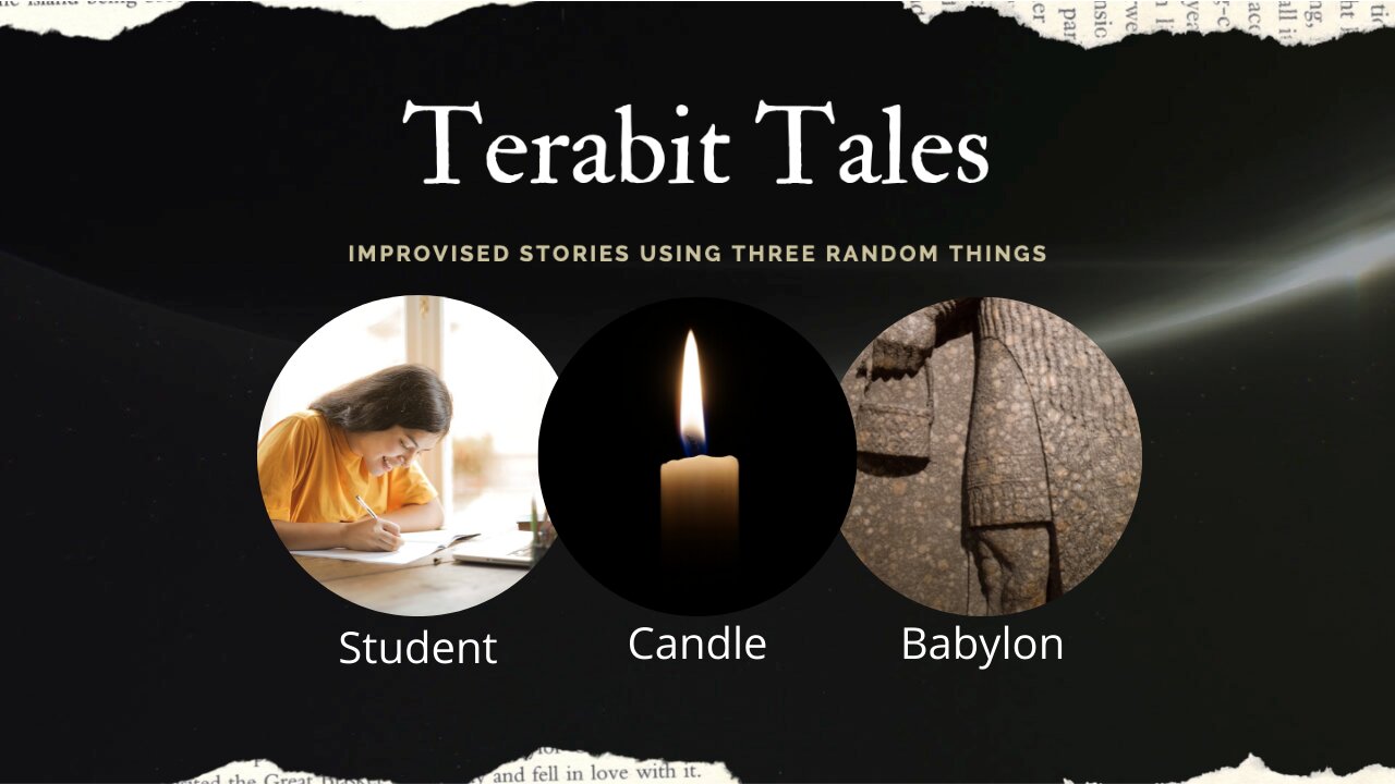 A student and a candle, are they in or just studying about Babylon?