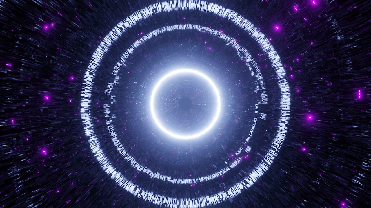 FREE background video vj loop | glowing reflection neon tunnel fly through