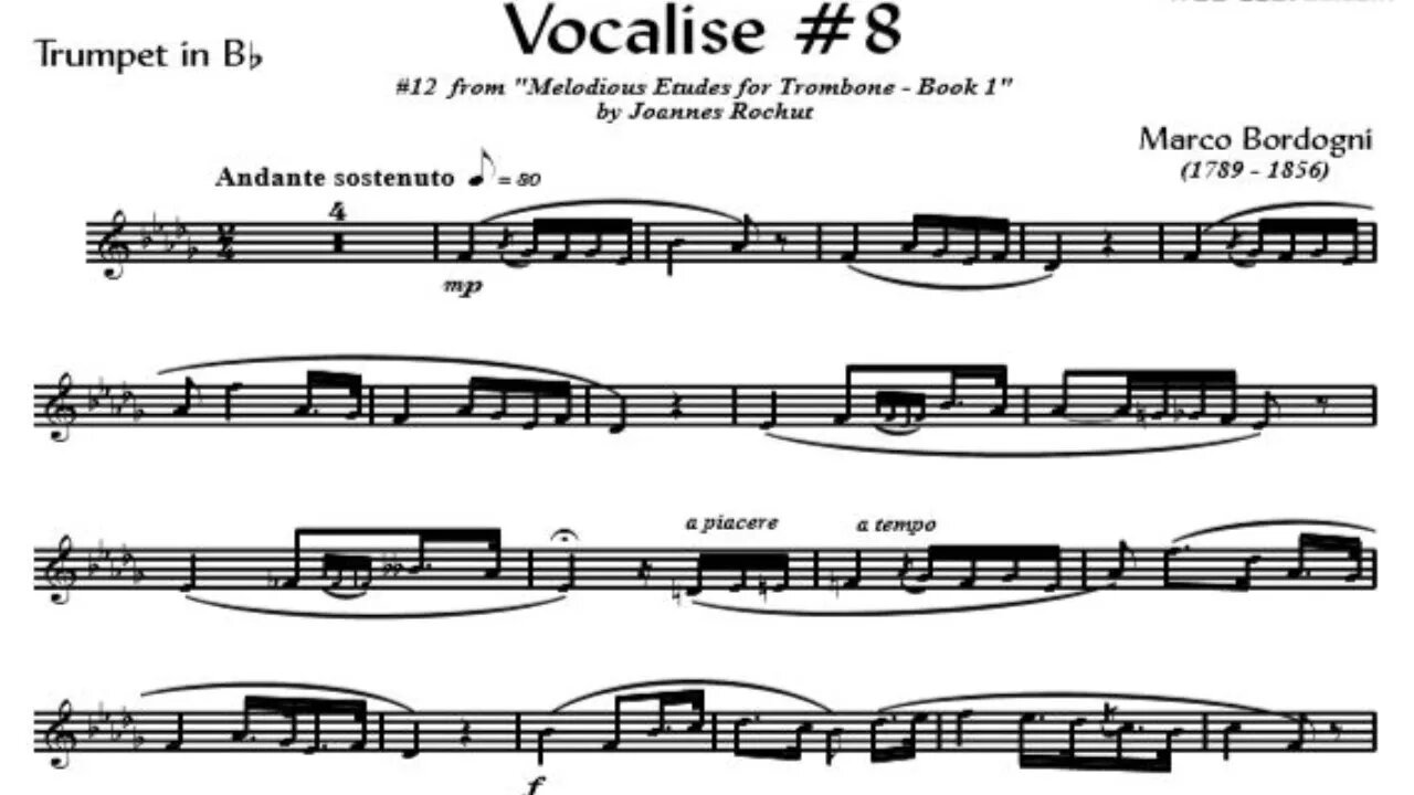 🎺🎺 [TRUMPET VOCALISE ETUDE] Marcos Bordogni Vocalise for Trumpet #08 (Demo Solo and play-along)