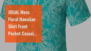 JOGAL Mens Floral Hawaiian Shirt Front Pocket Casual Aloha Shirts