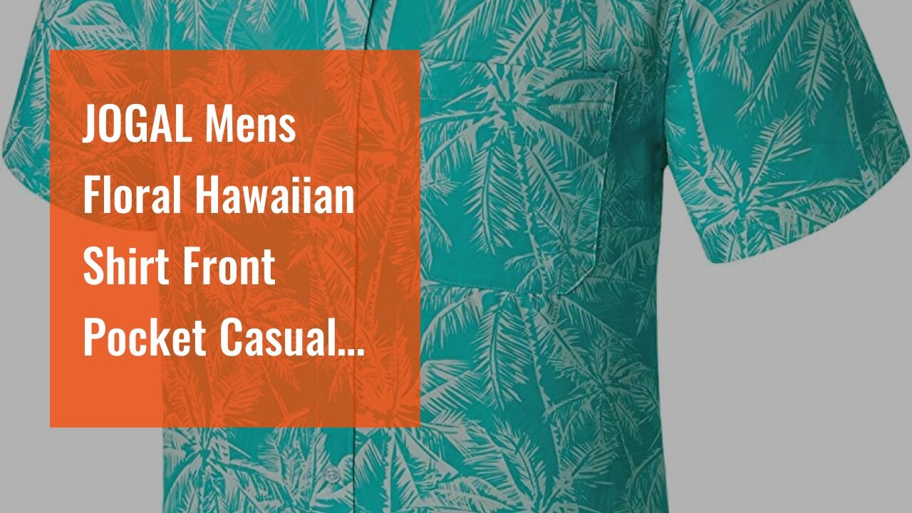 JOGAL Mens Floral Hawaiian Shirt Front Pocket Casual Aloha Shirts