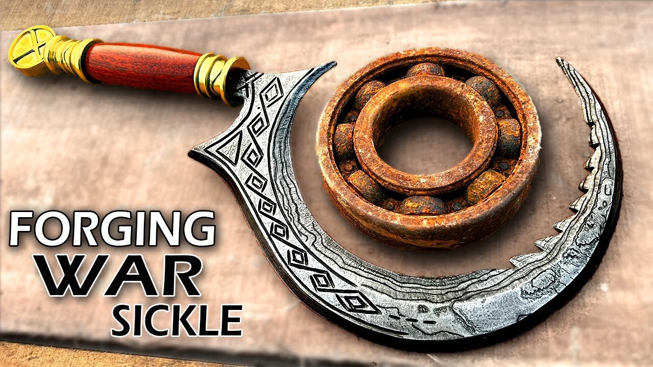 Turning Rusted Bearings into a DAMASCUS SICKLE