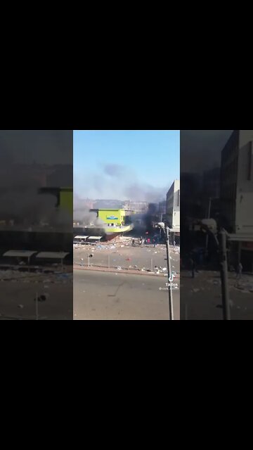SA Riots ( Clairwood , building on fire )