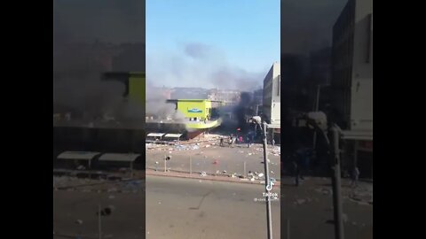 SA Riots ( Clairwood , building on fire )