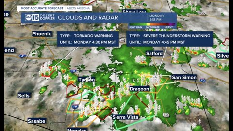 Tornado Warning issued for parts of Pima and Pinal counties