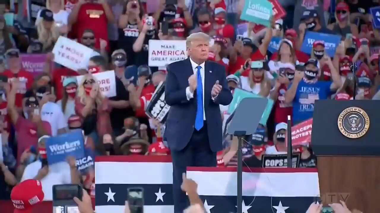 Donald Trump dancing on the stage