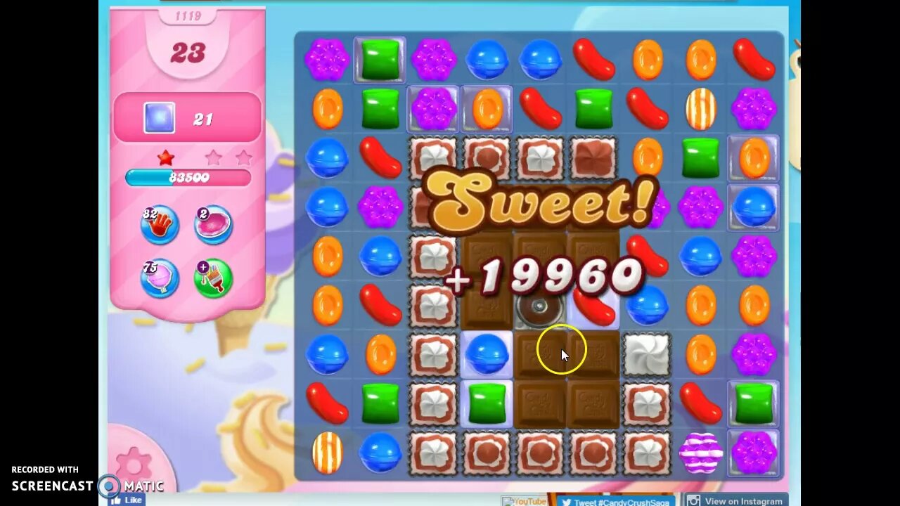 Candy Crush Level 1119 Audio Talkthrough, 1 Star 0 Boosters
