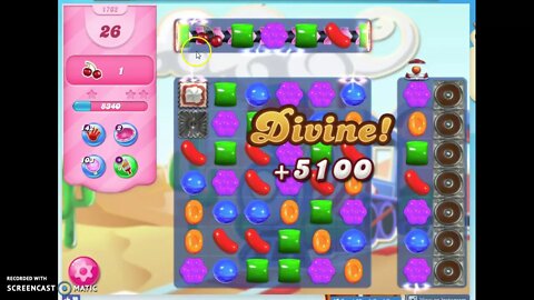 Candy Crush Level 1702 Audio Talkthrough, 3 Stars 0 Boosters
