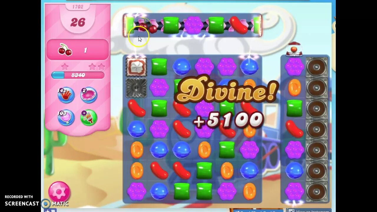Candy Crush Level 1702 Audio Talkthrough, 3 Stars 0 Boosters
