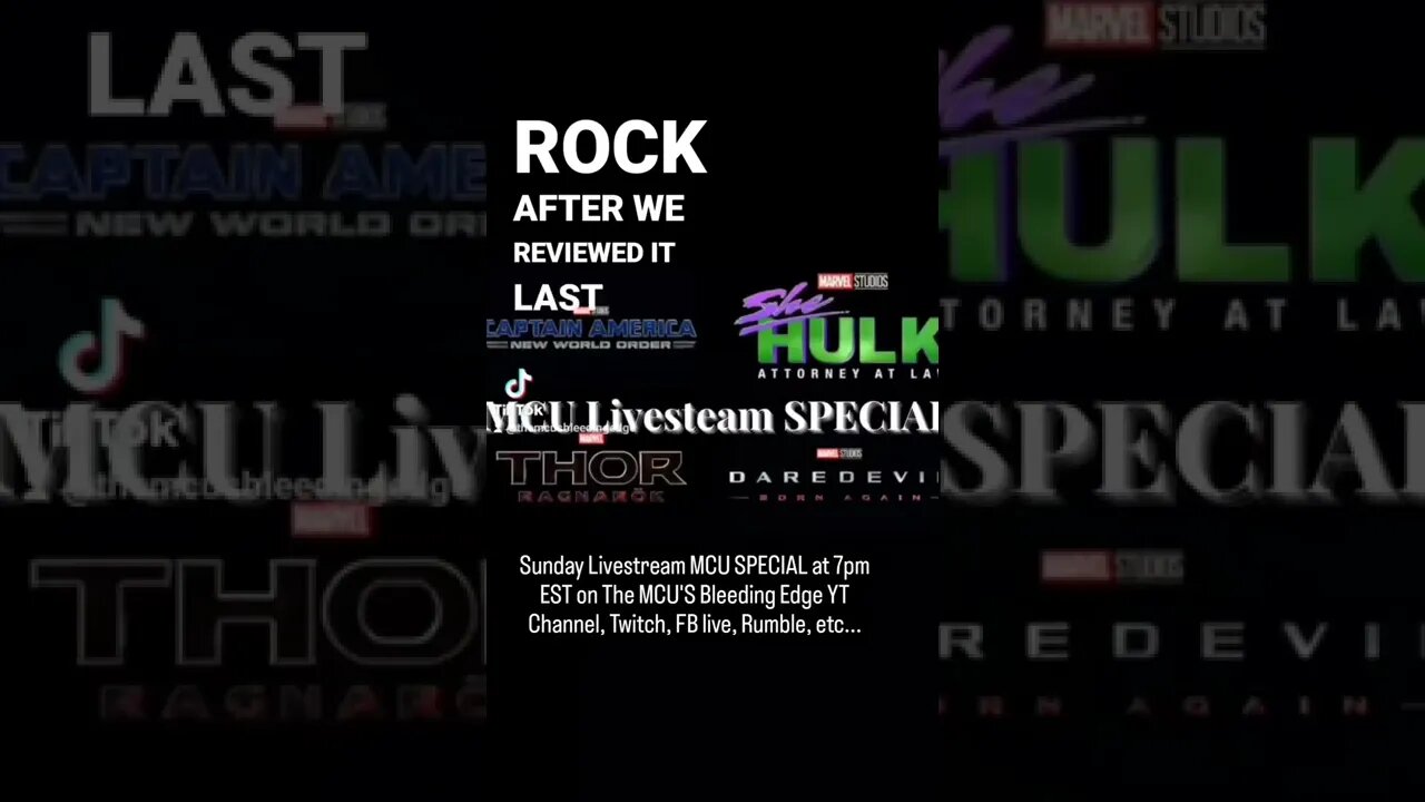 Sunday MCU Livestream SPECIAL at 7pm EST/ 4pm PAC on The MCU'S Bleeding Edge YT Channel/ Podcast.