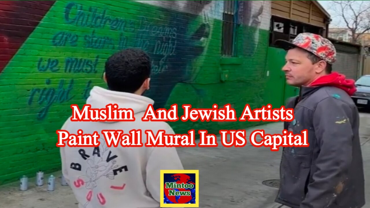 Street artists paint mural for Gaza in US capital