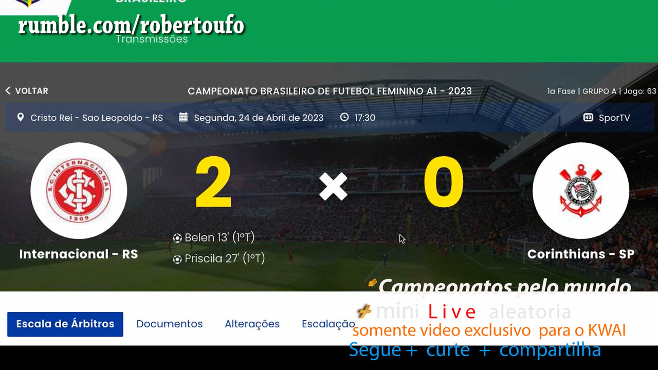 Brazil, women. serie A1 round 8 Inter -RS (W) 2x0 Corinthians (W) live 2023