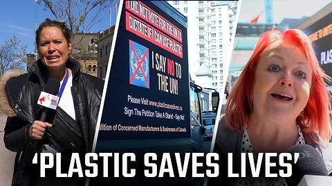 Billboard truck set up to counter UN Global Plastics Treaty