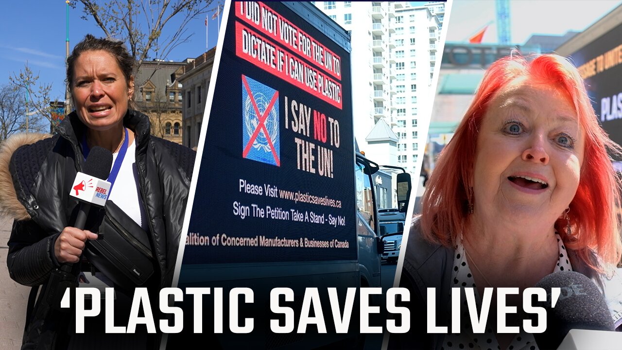 Billboard truck set up to counter UN Global Plastics Treaty