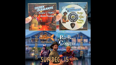 This SUN DEC 15th at 2 Georges (Port Salerno) 3:00pm Collectible CD Giveaway #DerekDiamante #RRnHT