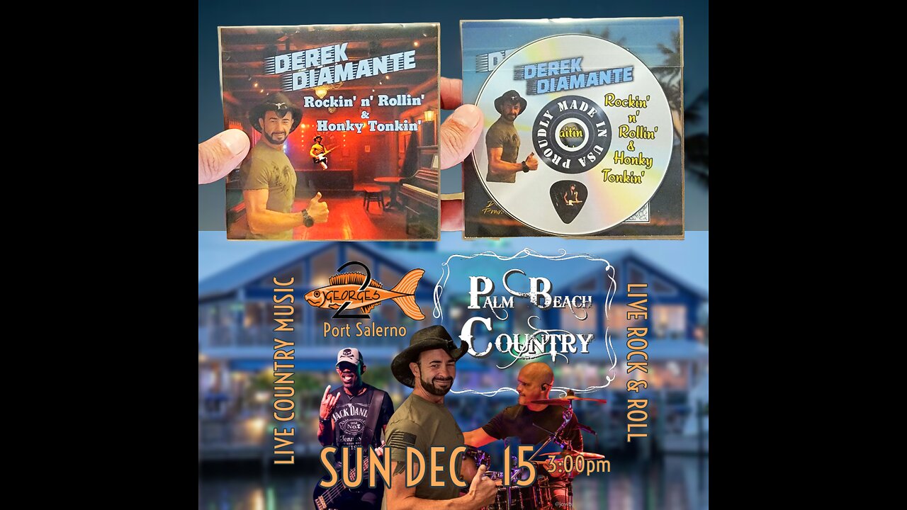 This SUN DEC 15th at 2 Georges (Port Salerno) 3:00pm Collectible CD Giveaway #DerekDiamante #RRnHT