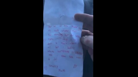 Note from 11yr old girl hits trucker right in the heart